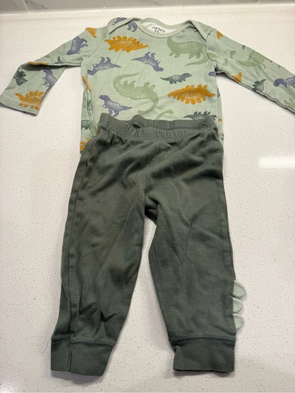 Carter's Green Dinosaur Two-Piece Pajama Set
